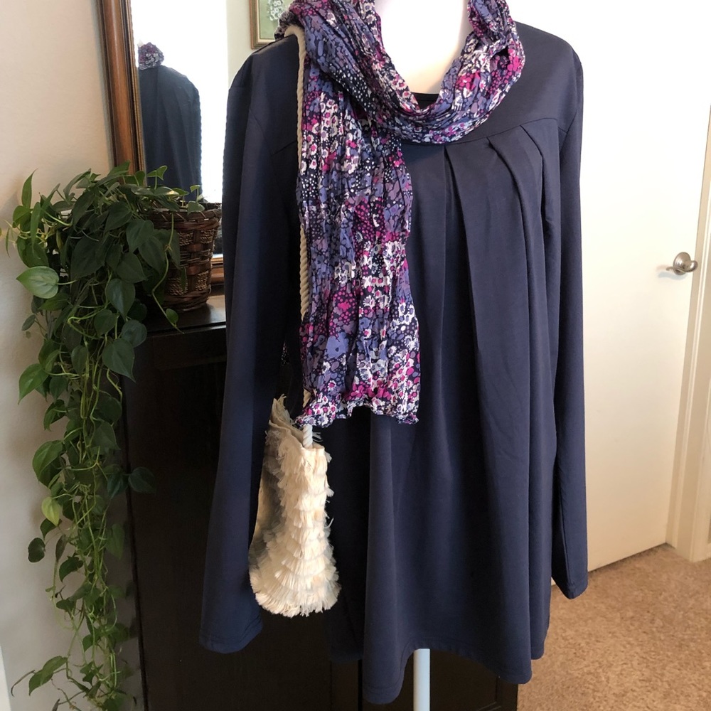 Navy Blue Long Sleeve T-Shirt + Scarf Bundle - NWOT